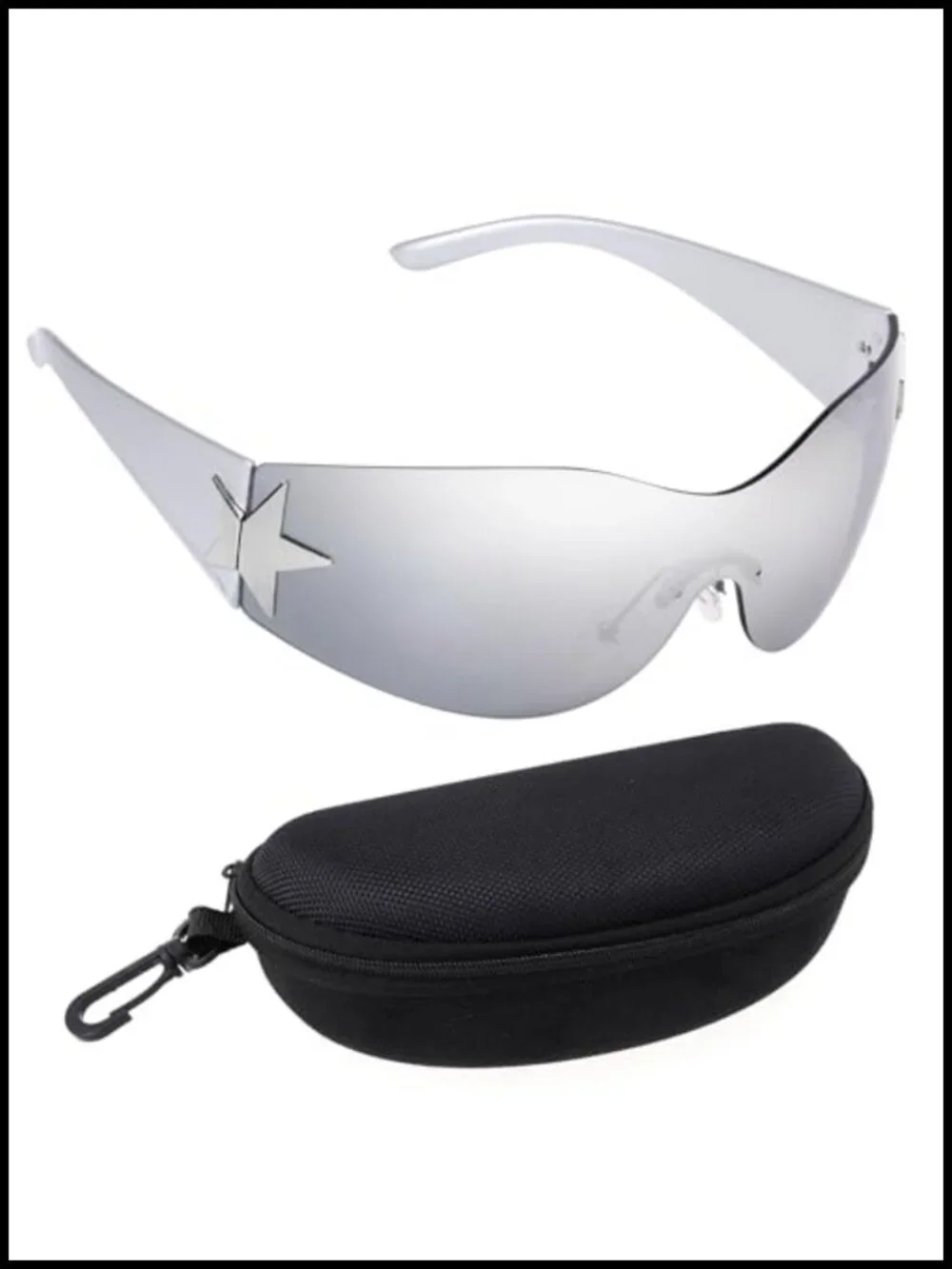 Rimless Y2K Sunglasses Wrap Around Frameless Shield Shades UV Protection